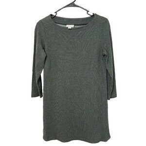 J Jill XS Green Black Geometric Tunic Lagenlook Minimalist Coastal Grandma Top